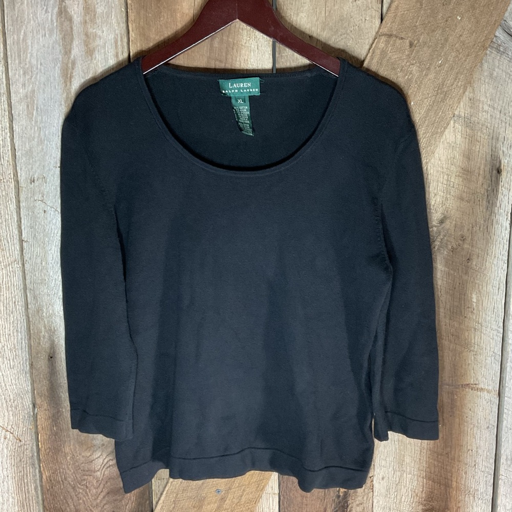 Ralph Lauren Classic Black Women's 3/4 Sleeve and Scoop Neck XL